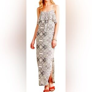 Anthropologie Vanessa Virginia Boho Paisley Fliese Maxi Dress US 2